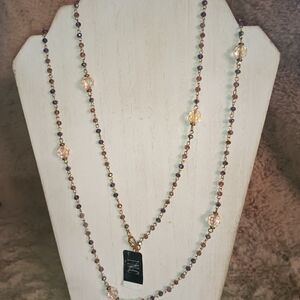 INC International Concepts Purple and Gold Beaded Necklace N0227